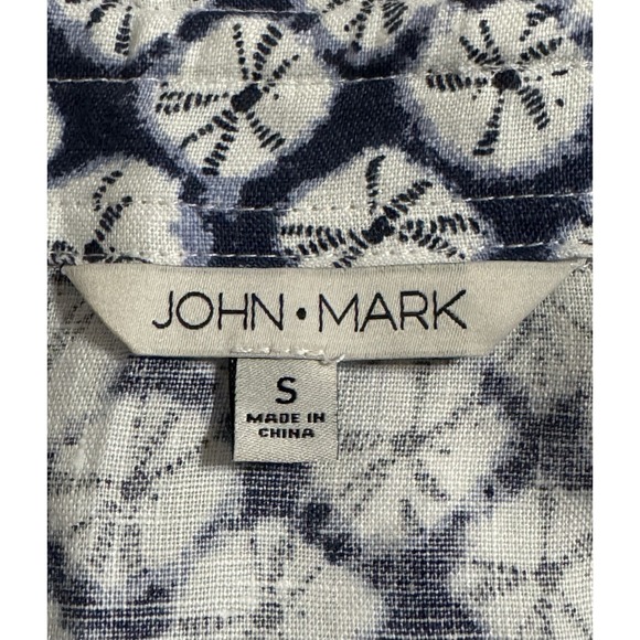 John Mark Women's Linen Tunic Top Small Button Up Pockets Roll Tab Coastal Beach - Picture 9 of 11